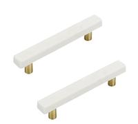 Poignee de Meuble Cuisine Blanc, Poignées de Cuisine Avec Vis, Marbre+Alliage d'aluminiu | Poli à la Main, Entraxe: 96 - 128 mm Poignéee Incurvé, Lot de 2 Poignet de Porte Cuisine Blanche-132mm/5.2in