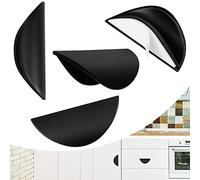 Poignee de Meuble Cuisine Poignée Porte Coulissante Intérieure Extérieure 4 Pièces Poignet de Placard Coquille Tiroir Poignees Portes Sans Percage Poignets Auto Adhésif pour Armoire Fenetre (Noir)