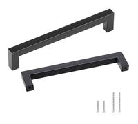 Poignee de Meuble Cuisine VEVOR 10PCS Poignées Porte Armoire Acier 160mm Poignées Tiroir Modernes pour Cuisine Salle Bain Noir Mat