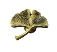 Poignée de meuble en alliage de zinc avec motif feuille de ginkgo, bouton de porte de placard décoratif pour armoires et armoires de chambre d'enfant (bronze vert)