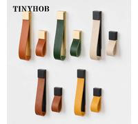 Poignée de meuble en cuir avec base en laiton, style nordique, anti-collision, pour armoire, tiroir, tatami, chambre d'enfant. LT-0652-Knob