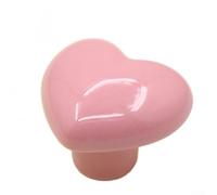 Poignée de meuble en poterie en forme de cœur, sans perçage, disque adhésif pour meubles de maison, 4 x 3,6 x 3,1 cm, compatible avec portes de placard et bouteilles (rose clair)