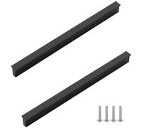 Poignée de Meuble Moderne Noir, Lot de 2 Poignée Tiroir Alliage d'Aluminium | Anodisé, Poignées Cuisine Entraxe: 64-1160mm Poignee Porte Poignee d'Armoire Poignées pour Placards Avec Vis 288mm/11.3in