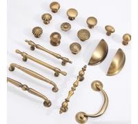 Poignée de meuble vintage en bronze antique pour armoire de cuisine, poignée de porte de placard, bouton de tiroir et de range-chaussures à trou unique, style français 1541-single