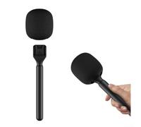 Poignée de microphone légère en ABS pour entretiens Noir | Comprend un pare-brise en mousse, réduit le bruit du vent, un son extérieur clair, qualité sonore professionnelle
