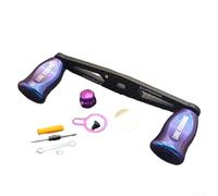 Poignée de moulinet de pêche à bascule pour moulinets DAIWA et ABU 8 x 5 mm avec bras oscillant en fibre de carbone avec kit complet de matériel et outils d'installation (main droite bleu violet)