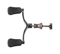 Poignée de moulinet de pêche à double tête 117 mm de long, construction entièrement en métal avec raccord hexagonal et revêtement en caoutchouc antidérapant (noir)