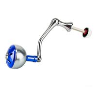 Poignée de moulinet de pêche de rechange avec cadre en métal et bouton tournant lisse pour une utilisation sûre et confortable (petite taille, bleu)