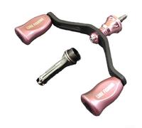 Poignée de moulinet en fibre de carbone avec barre d'équilibre pour Stella pour Stradic pour Ultegra pour Sahara, 2 boutons de levier de rechange (rose)