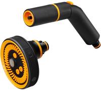 Poignée de pistolet pulvérisateur, Débit réglable en continu, avec Contrôle Gâchette à l'Avant et verrouillage marche/arrêt, Taille universelle, Noir/Orange, 1065490