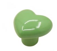 Poignée de placard de poterie en forme de cœur pour cuisine et salle de bain, installation de disque adhésif sans perçage, finition décorative en céramique et cuivre, décoration d'intérieur (vert)