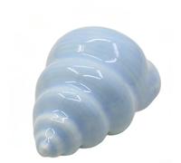 Poignée de placard en céramique sur le thème de la conque avec base en cuivre pour coiffeuse et tiroirs de couloir, méthode d'installation à trou unique (bleu clair)