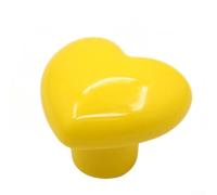 Poignée de placard en forme de cœur en poterie conçue pour s'adapter aux dimensions communes des façades de tiroirs sans percer de trous (jaune)