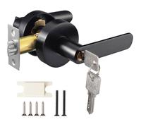 Poignée de porte à levier avec serrure et nsemble de poignées de porte d'entrée poignée de porte extérieure serrure avant(noir)