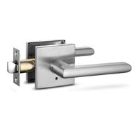 Poignée de porte à levier Berlin Modisch, carrée, fine et facile à ouvrir, verrouillable (pour chambre ou salle de bain), réversible, pour portes