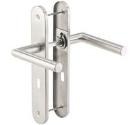 Poignée de porte à plaque longue en acier inoxydable - AGT - Double pène - Ressort de rappel - Verrou rotatif