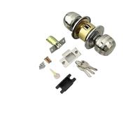 Poignée de porte blindée avec serrure for chambre, accessoires, boutons en acier inoxydable, sécurité, ronde, entrée, chambre à coucher, articles(5pcs)