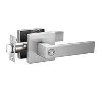 Poignée de porte carrée contemporaine Berlin Modisch, verrouillable et facile à ouvrir (pour chambre ou salle de bain), réversible pour portes dr