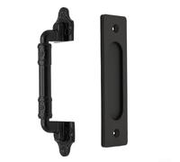 Poignée de porte coulissante en alliage d'aluminium double face montée à traction robuste pour garage, abri de jardin, utilisation intérieure et extérieure (noir B - 247 mm)