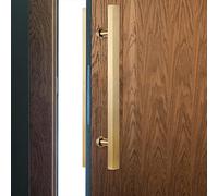 Poignée de porte de 20/24/40/60/70 pouces for portes en bois, poignées de porte de grange d'entrée carrées en métal avec vis, quincaillerie de porte coulissante de douche dorée(Length 50cm(20inch))