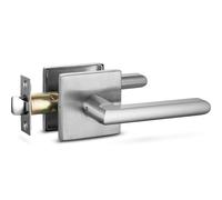 Poignée de porte de passage Berlin Modisch, fine et carrée, sans verrouillage, réversible pour portes droites et gauches, robuste, finition nicke