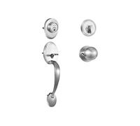 Poignée de Porte d'Entrée Avec Pêne Dormant Serrure Robuste à Durable Nickel Satiné