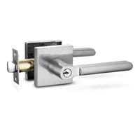 Poignée de porte d'entrée Berlin Modisch avec serrure et clé, ensemble de leviers de verrouillage carrés minces [pour porte d'entrée ou bureau],