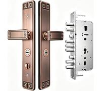 PoignéE de Porte D'EntréE Luxueuse Couleur Bronze, Serrure Antivol Haute SéCurité à Plusieurs Points de Verrouillage pour Portes Principales de Villas (8 CléS)(C+Inside Open)
