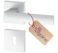 Poignée de porte d'intérieur ERGO, argentée, pour portes d'intérieur à clé, poignée carrée argentée mate, garnitures de porte