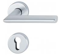 Poignée de porte double sur rosaces rondes Stockholm finition argent - clé I