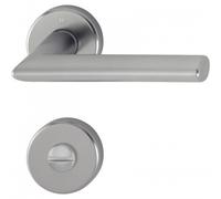 Poignée de porte double sur rosaces rondes Stockholm finition inox - à condamnation sans voyant HOPPE