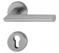 Poignée de porte double sur rosaces rondes Stockholm finition inox - clé I HOPPE