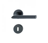 Poignée de porte double sur rosaces rondes Stockholm finition noir mat - clé L HOPPE