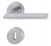 Poignée de porte double sur rosaces rondes - Stockholm - inox mat - clé L HOPPE