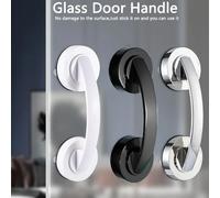 Poignée de porte en verre à ventouse forte, poignées réutilisables lavables sans perçage pour portes coulissantes de salle de bain, armoires à fenêtres, armoires Silver S