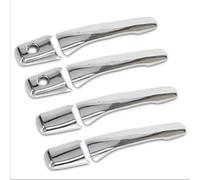 poignée de porte extérieure Poignées De Porte Chromées Effet Fibre Carbone Noir Brillant Pour Mitsubishi Pour Lancer Pour Mirage Pour Evolution 2002-2007 - Stickers Style(Silver 2 keyholes)