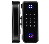 poignée de porte intelligente Serrure à pêne dormant électronique sans clé avec empreinte digitale biométrique, clavier tactile, contrôle par application, carte puce, LED Smiley tricolore