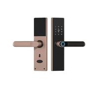 Poignée de Porte Intelligente, Smart Lock', Application Biométrique De Porte À Empreintes Digitales, Déverrouillage Distance Électronique sans Clé pour l'avant pour Maison, appart(Red Bronze)