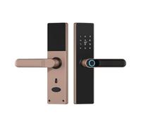 Poignée de Porte Intelligente, Smart Lock', Porte Électronique, Empreinte Digitale, Mot De Passe, Carte IC, Clé USB, Charge pour La Maison Et l'avant pour Maison, appart(Red Bronze)