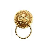 Poignée de porte Knocker Heurtoir de porte tête Lion en laiton, robuste, forgé, solide, poignées Vintage, décoration d'armoire(100mm gold color)