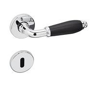 Poignée de Porte MATTEO Chrome Poli - Noir Vintage Antique Buntbart (BB) Ensemble Design Avec Vis de Sotech