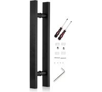 Poignée De Porte Noire Rustique en Acier Inoxydable, Carré Pousser Tirer Porte Barre D’Appui Poignée De Porte De Grange Coulissante Tiges, Matte Black, 80cm(31.5inch)