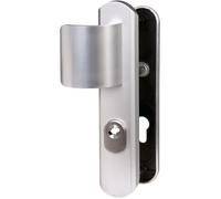 Vachette Poignée de porte blindée sur Plaque pour porte Palière Secumax One - Entraxe 195 mm - Pose Facile - en Aluminium - Protecteur de Cylindre Inox Ajustable de 5 mm - Argent - Garantie 10 Ans