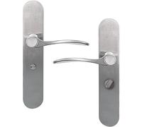 Poignée de porte plaque en métal argenté sans perçage - Verrou à condamnation Argent - design moderne et facile à installer - poignées aluminium pour portes - Kit pour montage complet
