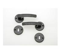 Poignée de porte - QUINCADECO - Elona - Noir - Aluminium - Rosace ronde avec trou clé