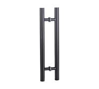 Poignée de porte ronde double face en verre noir mat pour portes d'entrée de grange et balançoire avec vis de montage 60 cm et 40 cm