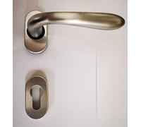 Poignée de porte Sidney 1126 en Maritech chromé satiné, trou Yale, complète pour une porte dentaire + extérieur, rosace ovale