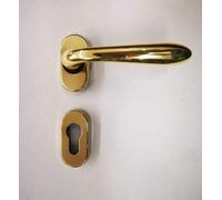 Poignée de porte SIDNEY 1126 en MARITECH Or brillant, trou jaune, complète pour une porte intérieure + dehors, rosette ovale, Poignée Meuble
