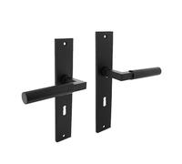 Poignée de porte style construction sur plaque BB noir mat