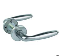Poignées de porte sur rosaces rondes Verona - aluminium finition inox - bec-de-cane HOPPE